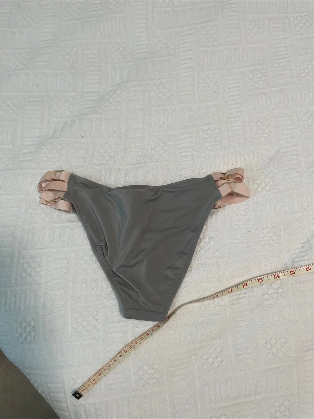 🖤5/$25 New Hot as Hell Gray Blush pink Bikini Bottom gold Double Side Straps